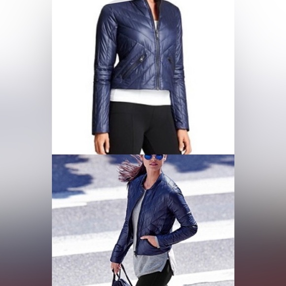 Athleta Geneva Down Jacket Goose Down Blue Size M - Picture 1 of 8
